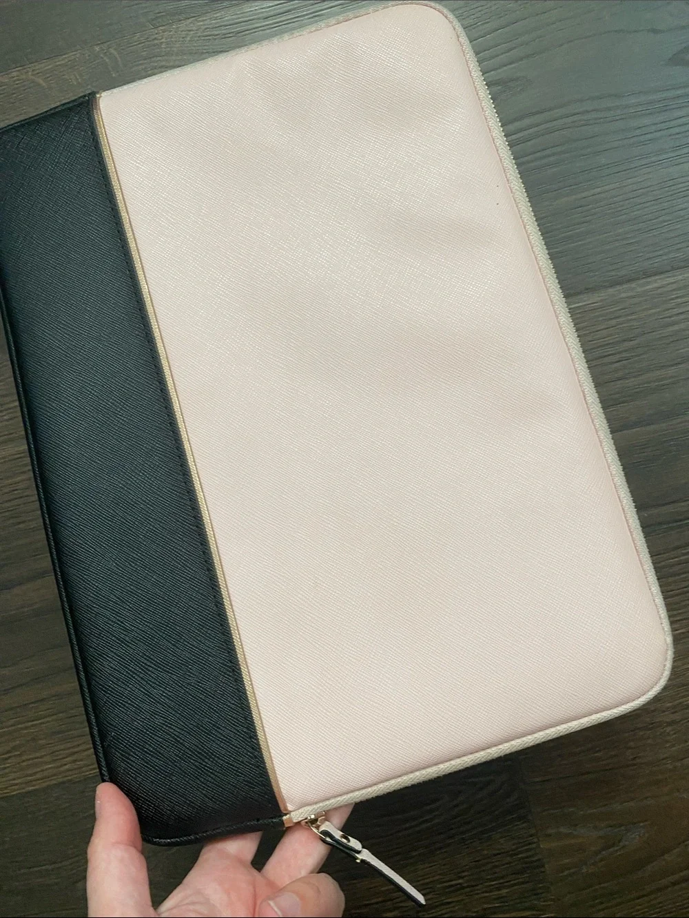 kate spade Two-Tone Pink and Black Laptop Sleeve with Gold Logo